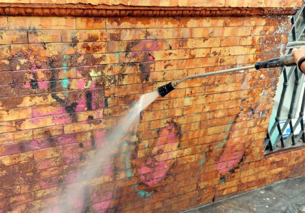 Brick Graffiti Cleaning in Lawrence